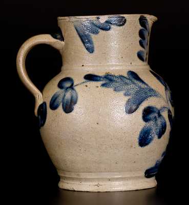 1/2 Gal. Stoneware Pitcher w/ Elaborate Floral Decoration, Henry Remmey, Philadelphia, c1850