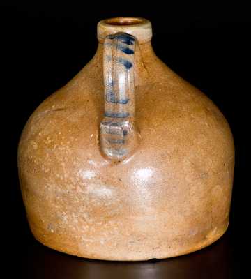 Exceptional Small-Sized Squat Stoneware Jug w/ Incised Bird and Inscription, Dated 1862