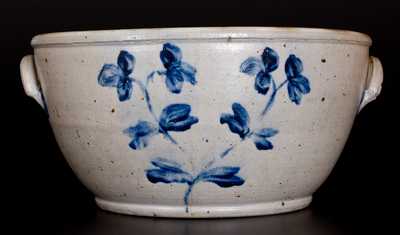 Extremely Rare Large-Sized Baltimore Stoneware Bowl w/ Floral Decoration