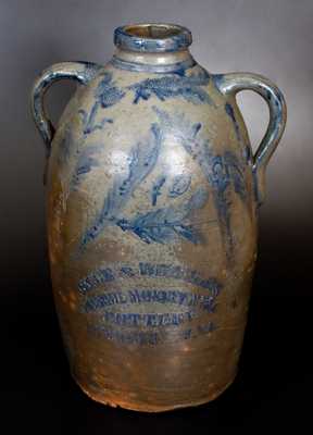 RICE & BROYLES / MONROE MONUMENTAL / POTTERY / LINDSIDE, WV Ten-Gallon Double-Handled Stoneware Jug