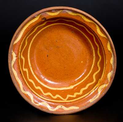 Redware Bowl with Yellow Slip Decoration