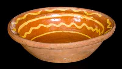 Redware Bowl with Yellow Slip Decoration