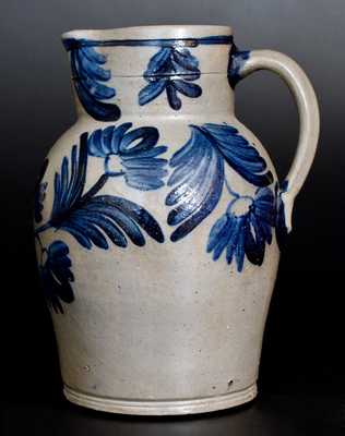 Very Fine 1 1/2 Gal. Stoneware Pitcher with Profuse Floral Decoration, Baltimore, c1840