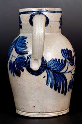 Very Fine 1 1/2 Gal. Stoneware Pitcher with Profuse Floral Decoration, Baltimore, c1840