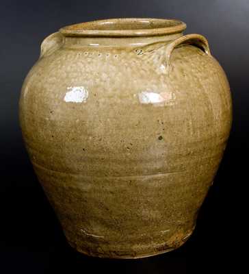 Six-Gallon Alkaline-Glazed Stoneware Jar with an Impressed N and 2 and Six Incised Punctates, Edgefield District, SC, c1840 