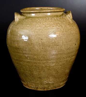Six-Gallon Alkaline-Glazed Stoneware Jar with an Impressed N and 2 and Six Incised Punctates, Edgefield District, SC, c1840 