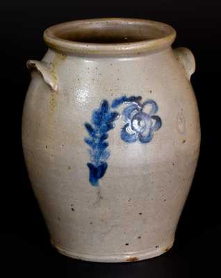 Outstanding J. MILLER / WHEELING, VA Stoneware Jar with Bold "1833" Date and Floral Decoration