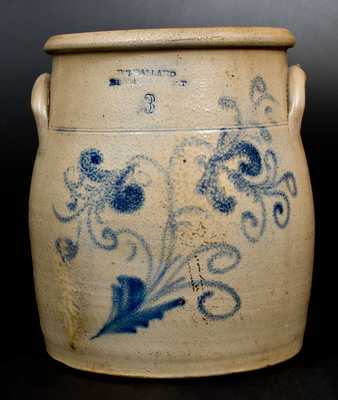 3 Gal. H. M. BALLARD / BURLINGTON, VT Stoneware Jar with Floral Decoration