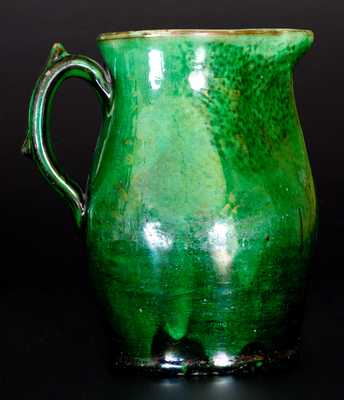 Very Fine JOHN BELL / WAYNESBORO Redware Pitcher with Vibrant Green Glaze