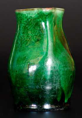 Very Fine JOHN BELL / WAYNESBORO Redware Pitcher with Vibrant Green Glaze