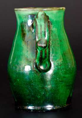 Very Fine JOHN BELL / WAYNESBORO Redware Pitcher with Vibrant Green Glaze
