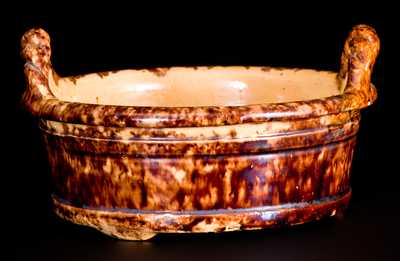 Fine Small-Sized JOHN BELL / WAYNESBORO Redware Butter Tub with Sponged Decoration