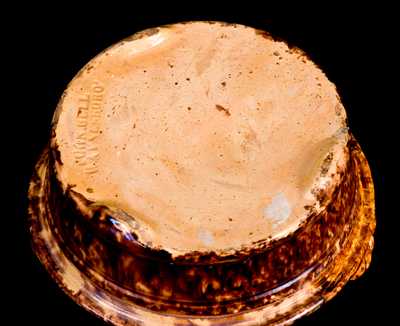 Fine Small-Sized JOHN BELL / WAYNESBORO Redware Butter Tub with Sponged Decoration