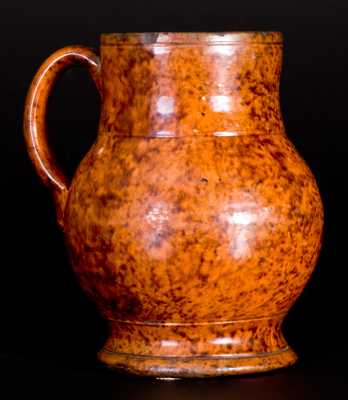 JOHN BELL / WAYNESBORO Redware Ale Mug with Sponged Manganese Decoration