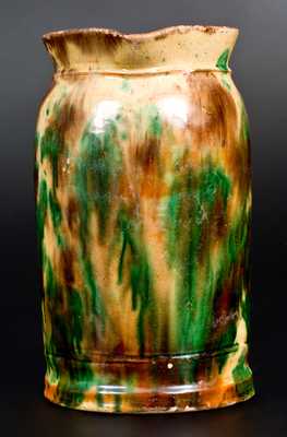 S. BELL & SON / STRASBURG, VA Multi-Glazed Redware Pitcher