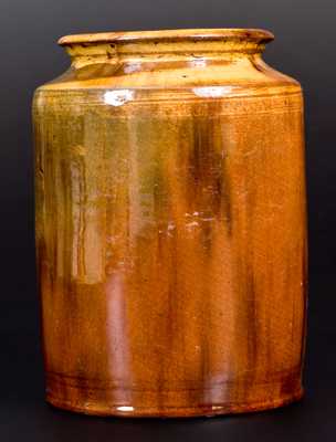 Redware Jar with Cream and Brown Decoration