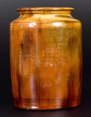Redware Jar with Cream and Brown Decoration