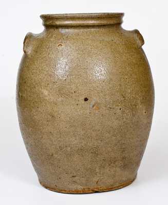Unusual Alkaline-Glazed Stoneware Jar w/ Incised Slash Marks and