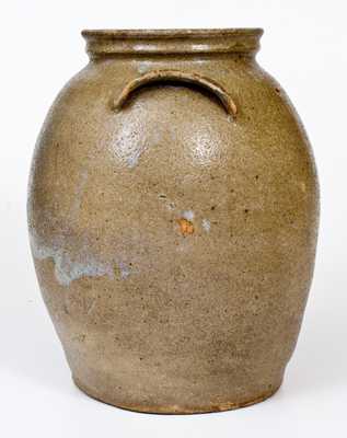 Unusual Alkaline-Glazed Stoneware Jar w/ Incised Slash Marks and 