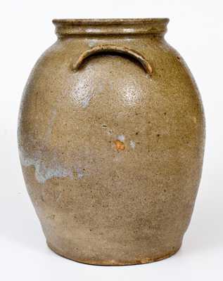 Unusual Alkaline-Glazed Stoneware Jar w/ Incised Slash Marks and