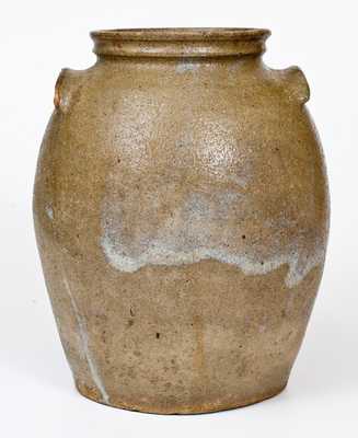 Unusual Alkaline-Glazed Stoneware Jar w/ Incised Slash Marks and 