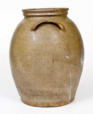 Unusual Alkaline-Glazed Stoneware Jar w/ Incised Slash Marks and 