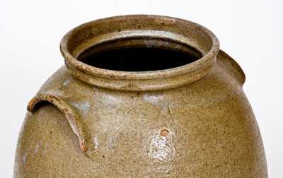 Unusual Alkaline-Glazed Stoneware Jar w/ Incised Slash Marks and 