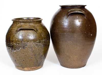 Lot of Two: Alkaline-Glazed Stoneware Jars, probably South Carolina, circa 1875