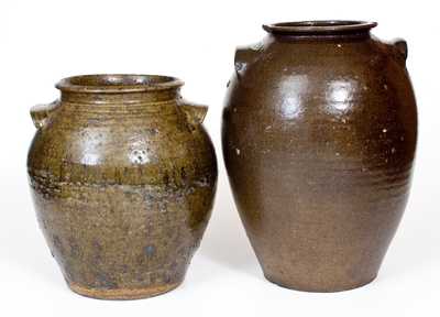 Lot of Two: Alkaline-Glazed Stoneware Jars, probably South Carolina, circa 1875