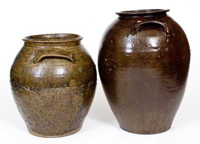 Lot of Two: Alkaline-Glazed Stoneware Jars, probably South Carolina, circa 1875