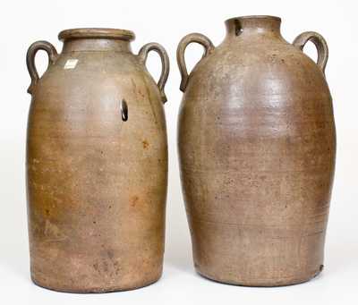 Lot of Two: Randolph County, Alabama Stoneware Open-Handled Jars.
