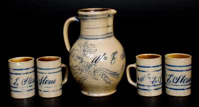 Remmey / Philadelphia Pitcher and Mugs Set Inscribed 