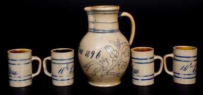 Remmey / Philadelphia Pitcher and Mugs Set Inscribed 