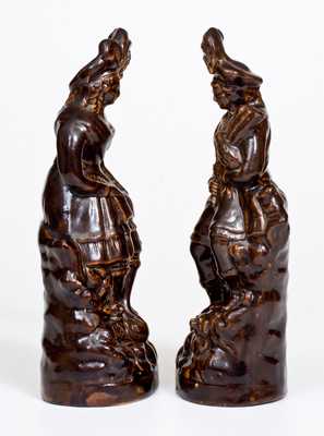 Rare Pare of Stoneware Figures att. W. H. Farrar, Geddes, NY