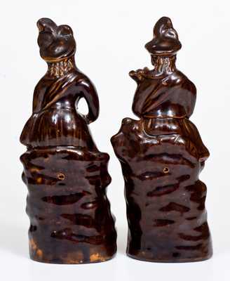 Rare Pare of Stoneware Figures att. W. H. Farrar, Geddes, NY