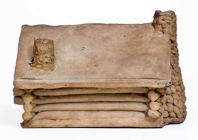 Very Unusual Hand-built Stoneware Log Cabin