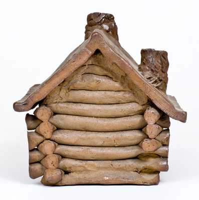 Very Unusual Hand-built Stoneware Log Cabin