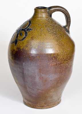 2 Gal. Ovoid Stoneware Jug with Fine Incised Floral, Manhattan, circa 1800