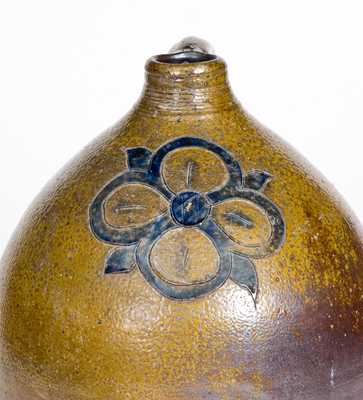 2 Gal. Ovoid Stoneware Jug with Fine Incised Floral, Manhattan, circa 1800