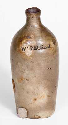 Extremely Rare WM. PECKER Pint-Sized Stoneware Jug, Merrimacport, MA, early 19th century