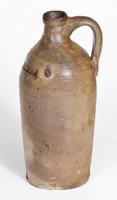 Extremely Rare WM. PECKER Pint-Sized Stoneware Jug, Merrimacport, MA, early 19th century