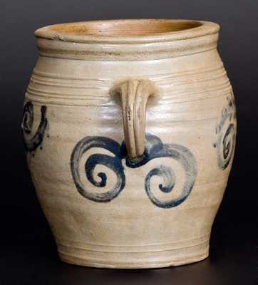 Very Fine 1/2 Gal. Stoneware Watchspring Jar, att. Abraham Mead, Greenwich, CT, late 18th century