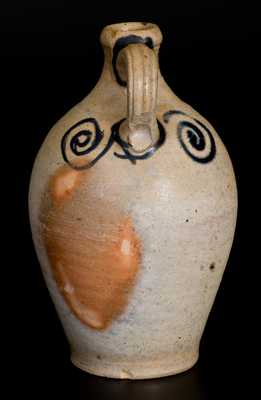 Fine One-Quart Stoneware Jug w/ Watchspring Decoration, Manhattan or NJ, 18th century