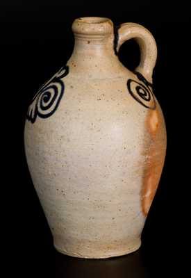 Fine One-Quart Stoneware Jug w/ Watchspring Decoration, Manhattan or NJ, 18th century