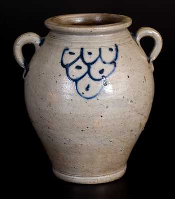 Fine Stoneware Jar w/ Fishscale Decoration, probably Manhattan, late 18th century