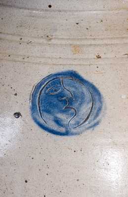 Extremely Rare Old Bridge, NJ Stoneware Jar w/ Impressed Hearts and Moon Decoration