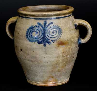 Stoneware Jar with Watchspring Decoration att. Abraham Mead, Greenwich, CT, late 18th century