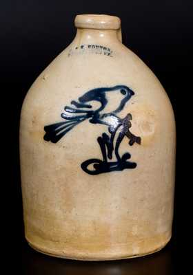 J. & E. NORTON / BENNINGTON, VT Stoneware Jug with Fine Bird Decoration