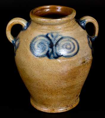 2 Gal. Stoneware Jar with Watchspring Decoration, Manhattan or New Jersey Origin, 18th century