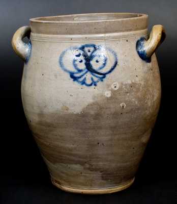 Stoneware Jar w/ Modified Watchspring Decoration, New York City or Cheesequake, NJ, late 18th century